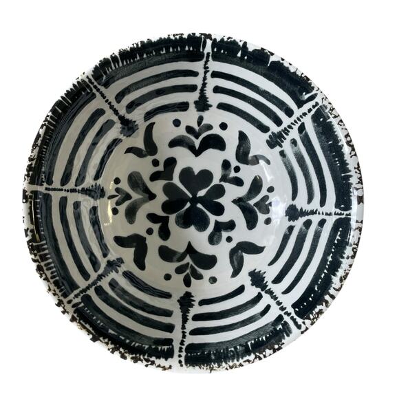 MIKASA Black & White Floral Melamine Bowls 6in Set of 4 NEW - Picture 1 of 8